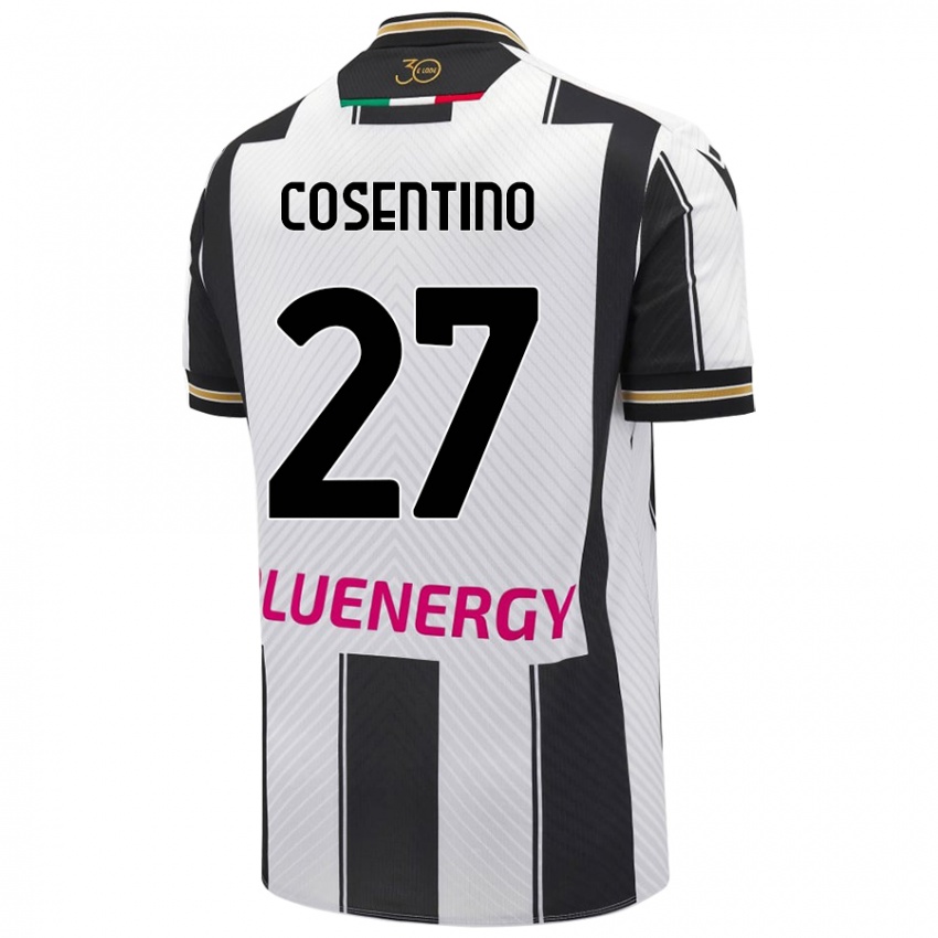 Dětské Sergio Cosentino #27 Bílá Černá Domů Hráčské Dresy 2024/25 Dres