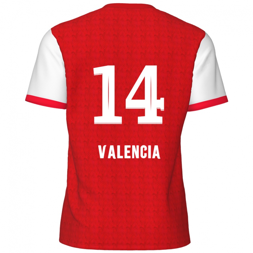 Dětské Anthony Valencia #14 Červená Bílá Domů Hráčské Dresy 2024/25 Dres