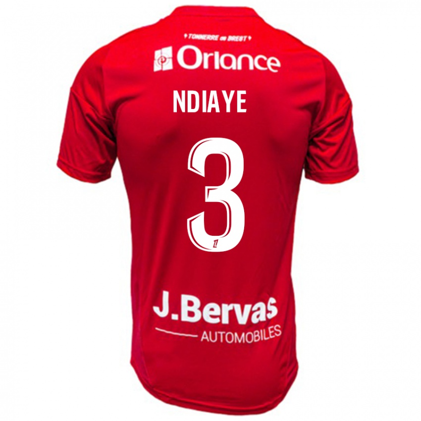 Dětské Abdoulaye Ndiaye #3 Červená Bílá Domů Hráčské Dresy 2024/25 Dres