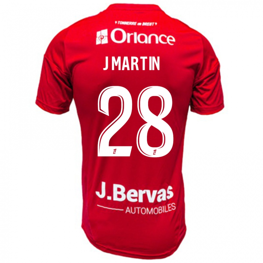 Dětské Jonas Martin #28 Červená Bílá Domů Hráčské Dresy 2024/25 Dres