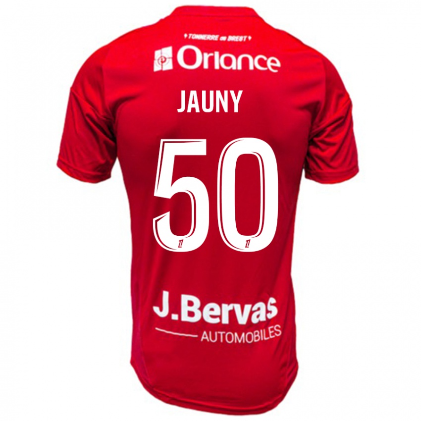 Dětské Noah Jauny #50 Červená Bílá Domů Hráčské Dresy 2024/25 Dres