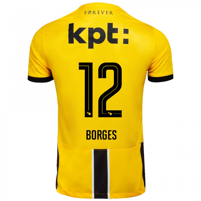 Dětské David Borges #12 Žlutá Černá Domů Hráčské Dresy 2024/25 Dres