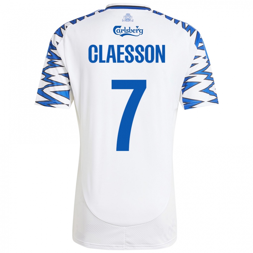 Dětské Viktor Claesson #7 Bílá Nebesky Modrá Domů Hráčské Dresy 2024/25 Dres