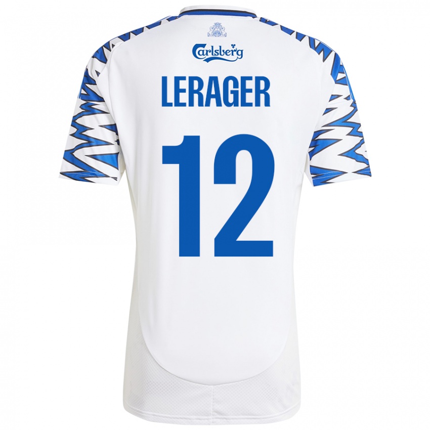 Dětské Lukas Lerager #12 Bílá Nebesky Modrá Domů Hráčské Dresy 2024/25 Dres