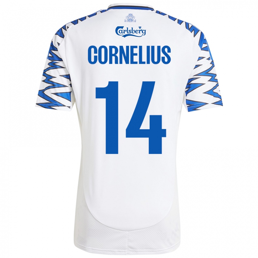 Dětské Andreas Cornelius #14 Bílá Nebesky Modrá Domů Hráčské Dresy 2024/25 Dres