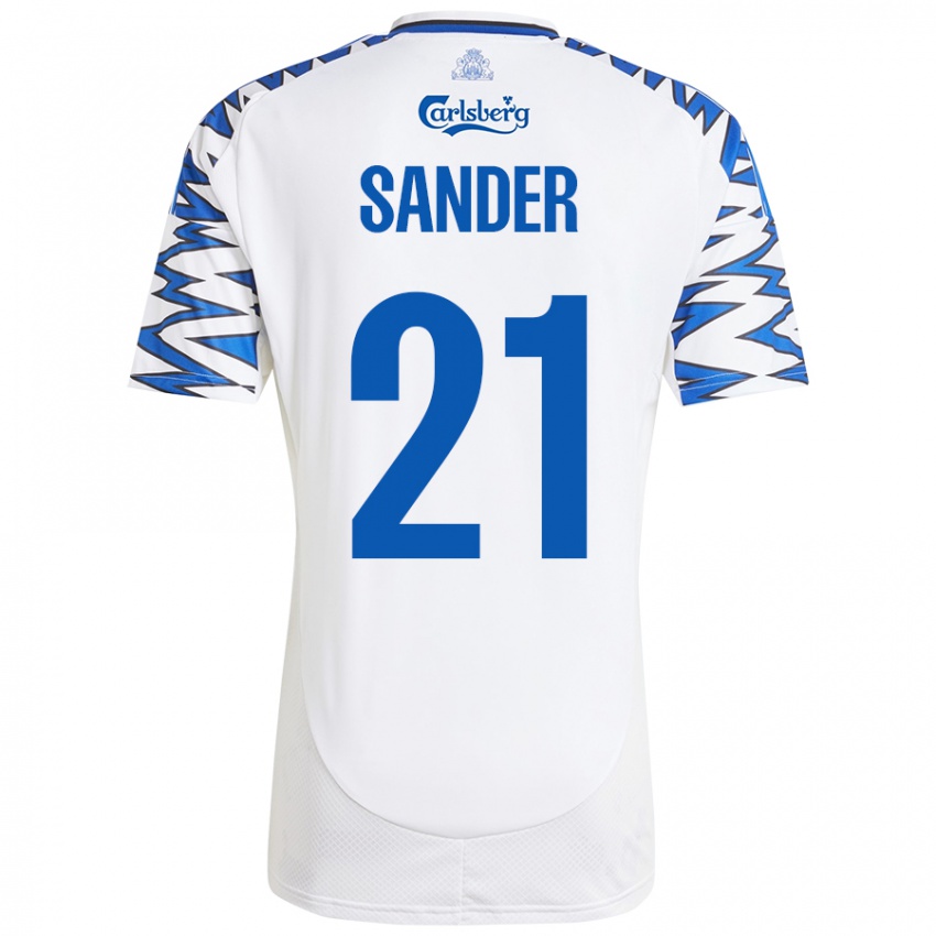 Dětské Theo Sander #21 Bílá Nebesky Modrá Domů Hráčské Dresy 2024/25 Dres