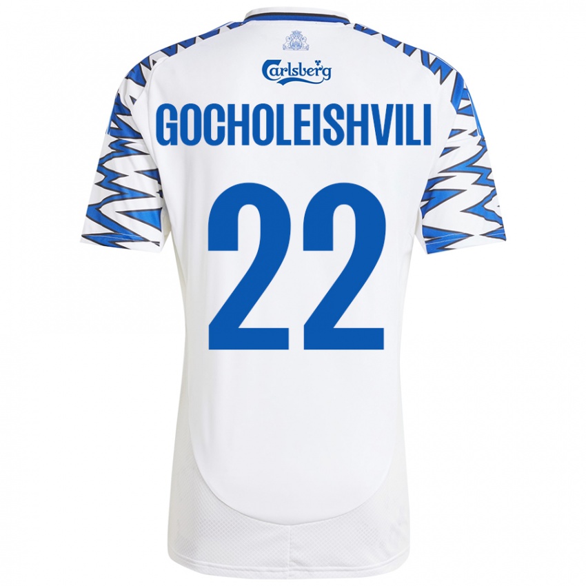 Dětské Giorgi Gocholeishvili #22 Bílá Nebesky Modrá Domů Hráčské Dresy 2024/25 Dres