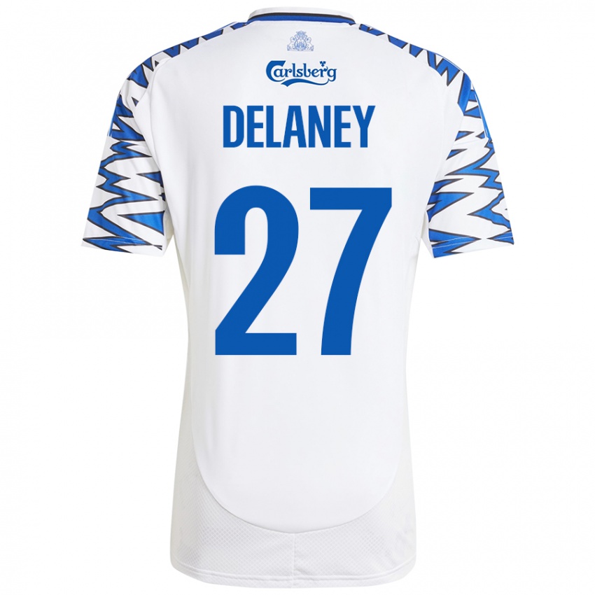 Dětské Thomas Delaney #27 Bílá Nebesky Modrá Domů Hráčské Dresy 2024/25 Dres