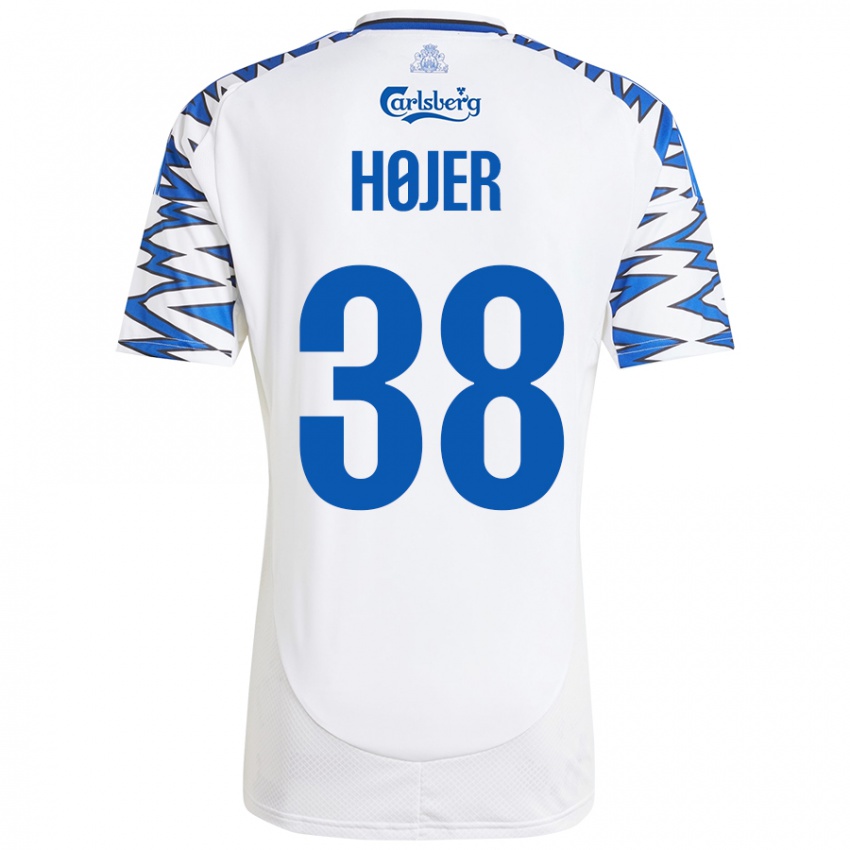 Dětské Oliver Højer #38 Bílá Nebesky Modrá Domů Hráčské Dresy 2024/25 Dres