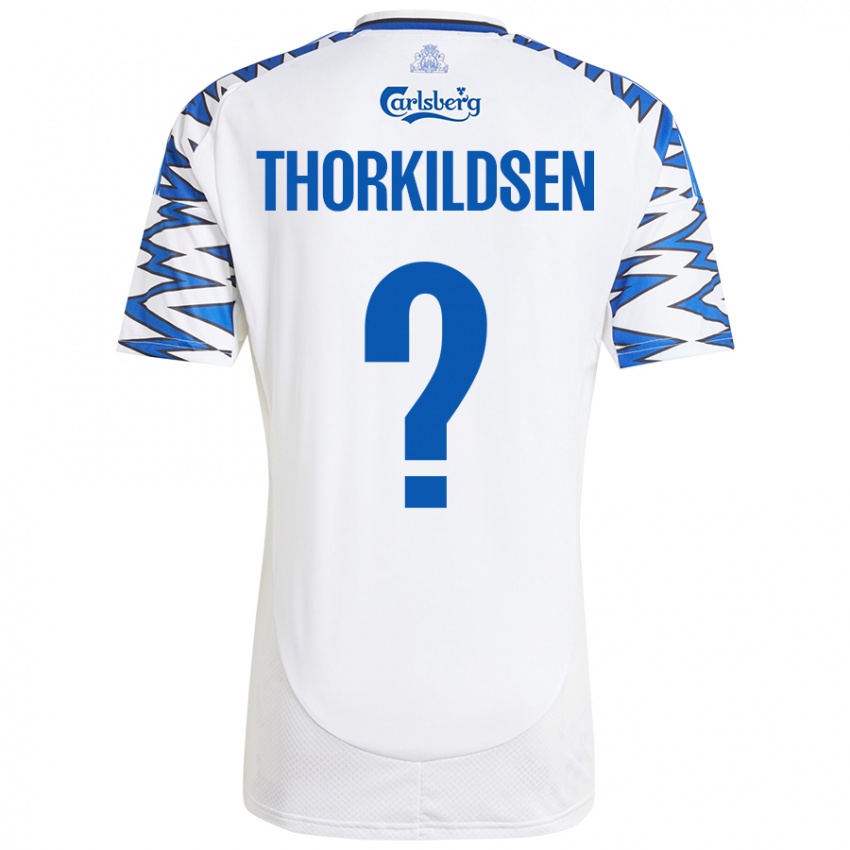 Dětské Elias Thorkildsen #0 Bílá Nebesky Modrá Domů Hráčské Dresy 2024/25 Dres