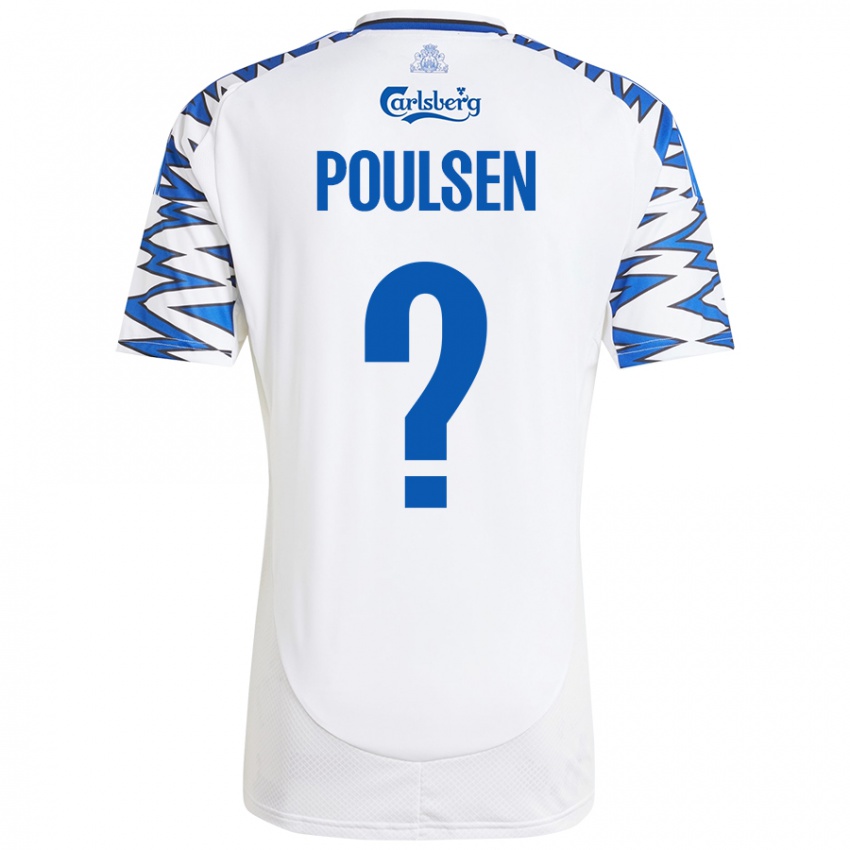 Dětské Xander Poulsen #0 Bílá Nebesky Modrá Domů Hráčské Dresy 2024/25 Dres