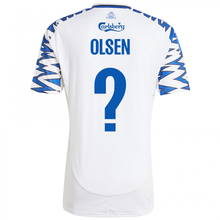 Dětské Gunnar Olsen #0 Bílá Nebesky Modrá Domů Hráčské Dresy 2024/25 Dres