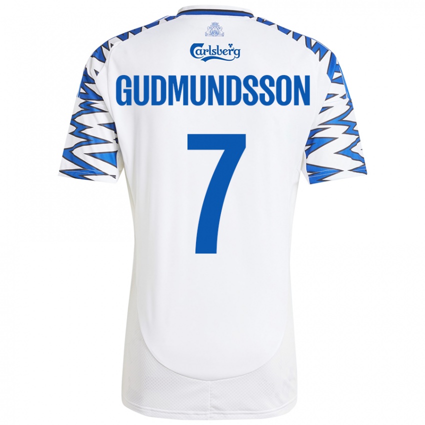 Dětské Galdur Gudmundsson #7 Bílá Nebesky Modrá Domů Hráčské Dresy 2024/25 Dres