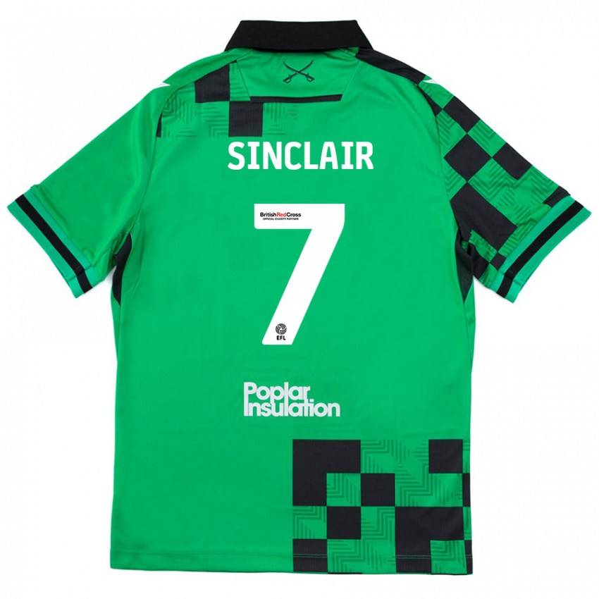 Dětské Scott Sinclair #7 Zelená Černá Daleko Hráčské Dresy 2024/25 Dres