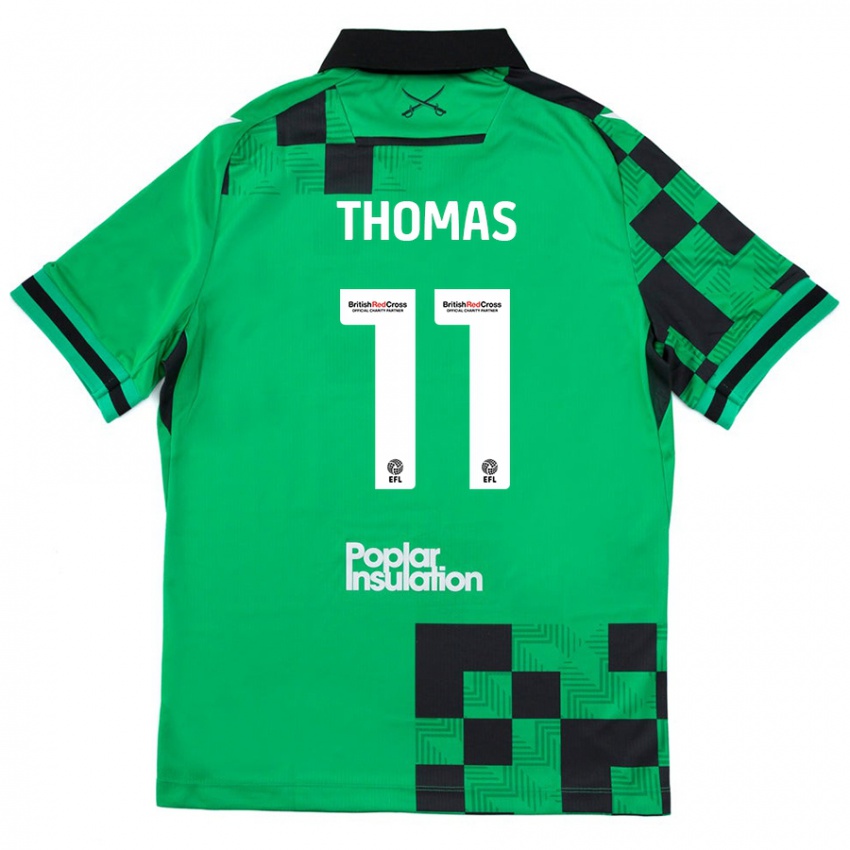 Dětské Luke Thomas #11 Zelená Černá Daleko Hráčské Dresy 2024/25 Dres