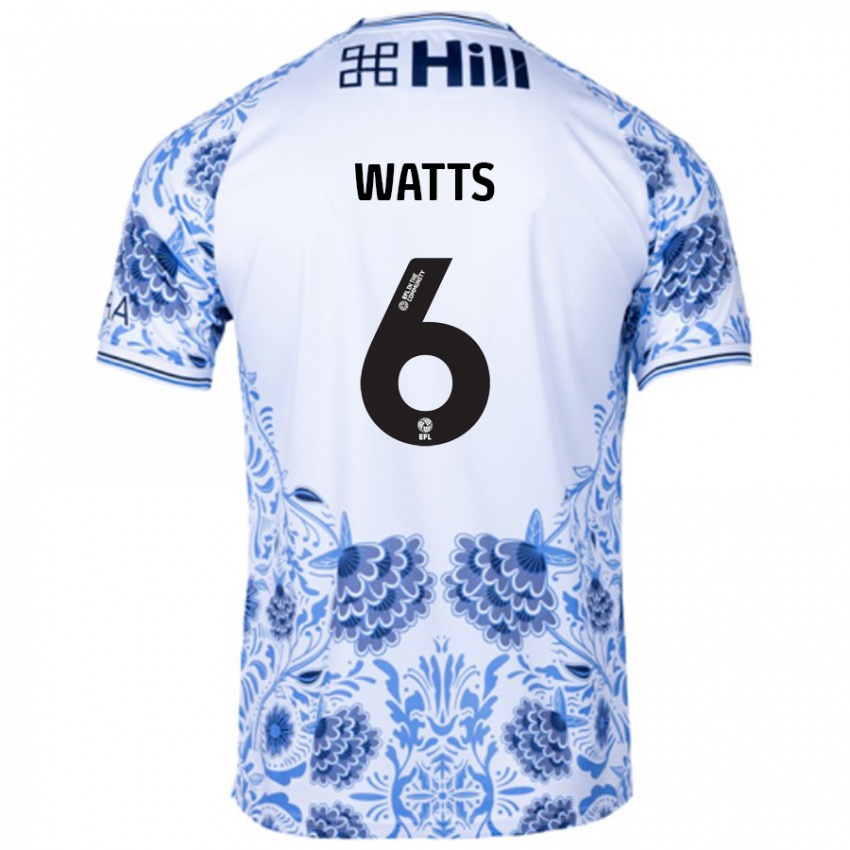 Dětské Kell Watts #6 Bílá Modrá Daleko Hráčské Dresy 2024/25 Dres