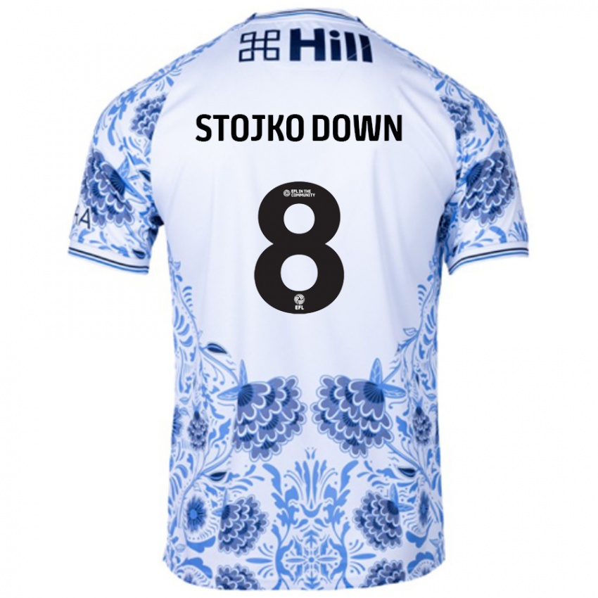 Dětské Alysha Stojko-Down #8 Bílá Modrá Daleko Hráčské Dresy 2024/25 Dres