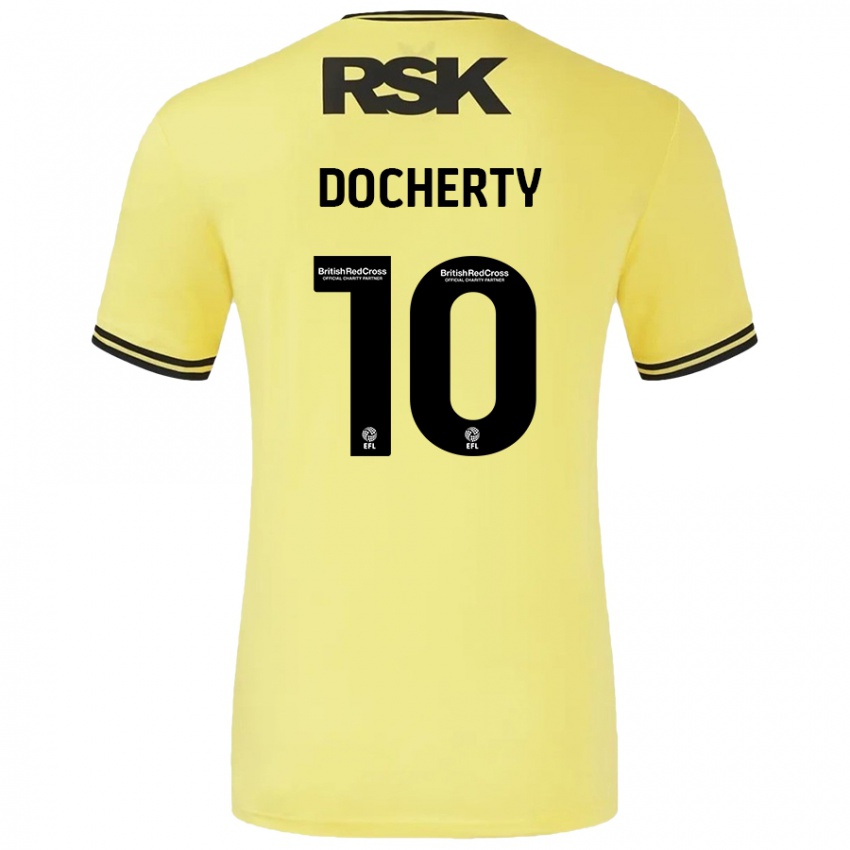 Dětské Greg Docherty #10 Žlutá Černá Daleko Hráčské Dresy 2024/25 Dres