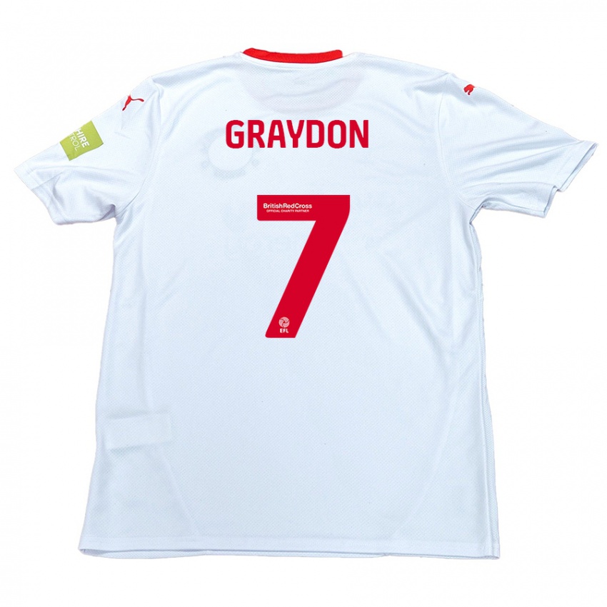 Dětské Ryan Graydon #7 Bílý Daleko Hráčské Dresy 2024/25 Dres