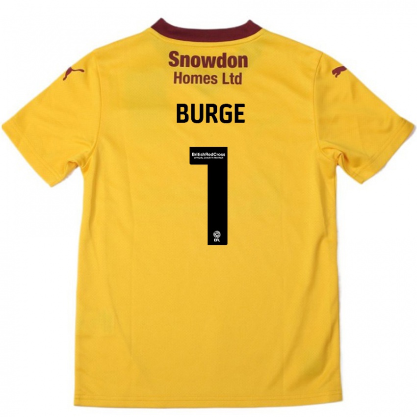 Dětské Lee Burge #1 Oranžová Burgundská Daleko Hráčské Dresy 2024/25 Dres