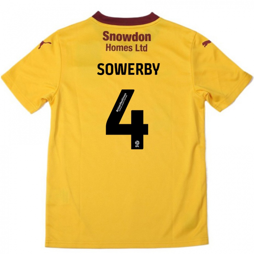 Dětské Jack Sowerby #4 Oranžová Burgundská Daleko Hráčské Dresy 2024/25 Dres