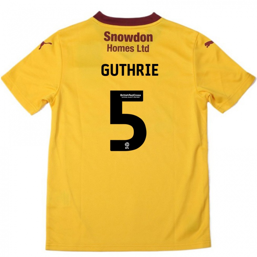 Dětské Jon Guthrie #5 Oranžová Burgundská Daleko Hráčské Dresy 2024/25 Dres