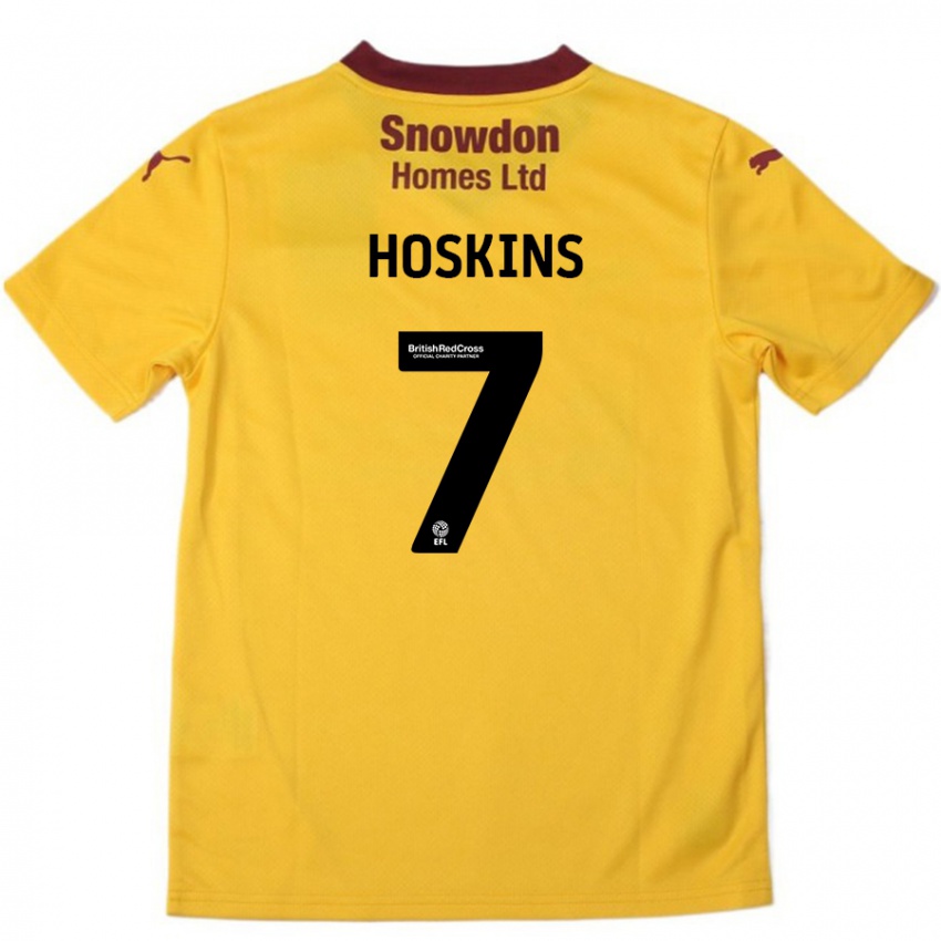 Dětské Sam Hoskins #7 Oranžová Burgundská Daleko Hráčské Dresy 2024/25 Dres