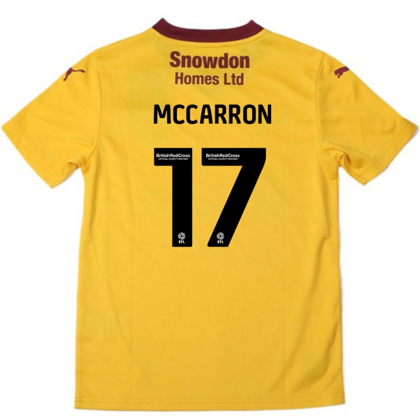 Dětské Liam Mccarron #17 Oranžová Burgundská Daleko Hráčské Dresy 2024/25 Dres