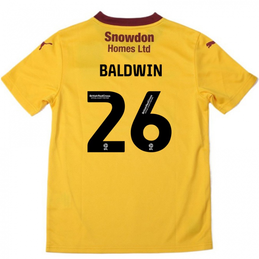 Dětské Jack Baldwin #26 Oranžová Burgundská Daleko Hráčské Dresy 2024/25 Dres