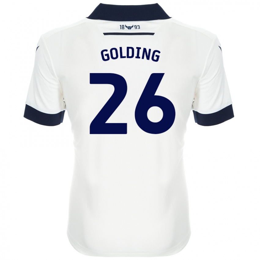 Dětské James Golding #26 Bílá Tmavě Modrá Daleko Hráčské Dresy 2024/25 Dres