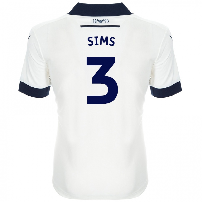 Dětské Gemma Sims #3 Bílá Tmavě Modrá Daleko Hráčské Dresy 2024/25 Dres