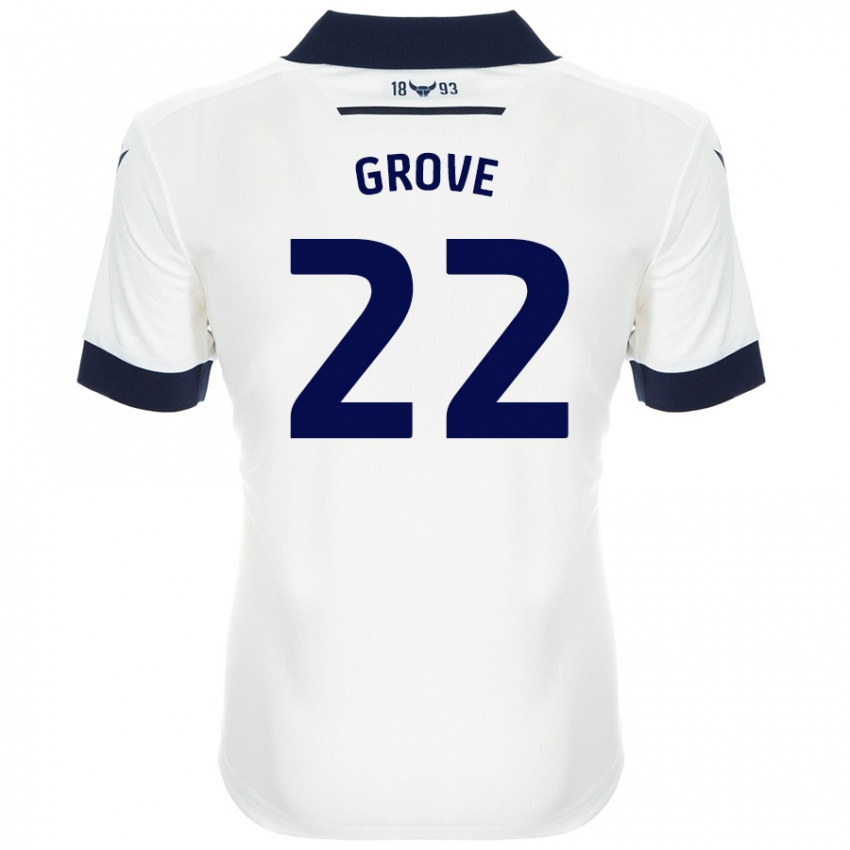 Dětské Jade Grove #22 Bílá Tmavě Modrá Daleko Hráčské Dresy 2024/25 Dres