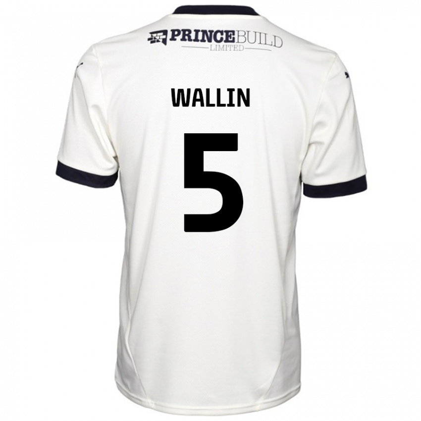 Dětské Oscar Wallin #5 Off White Černá Daleko Hráčské Dresy 2024/25 Dres