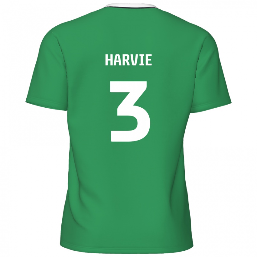 Dětské Daniel Harvie #3 Zelené Bílé Pruhy Daleko Hráčské Dresy 2024/25 Dres