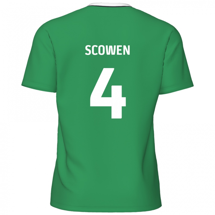 Dětské Josh Scowen #4 Zelené Bílé Pruhy Daleko Hráčské Dresy 2024/25 Dres