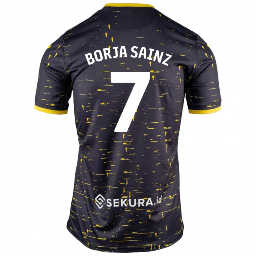 Dětské Borja Sainz #7 Černá Žlutá Daleko Hráčské Dresy 2024/25 Dres