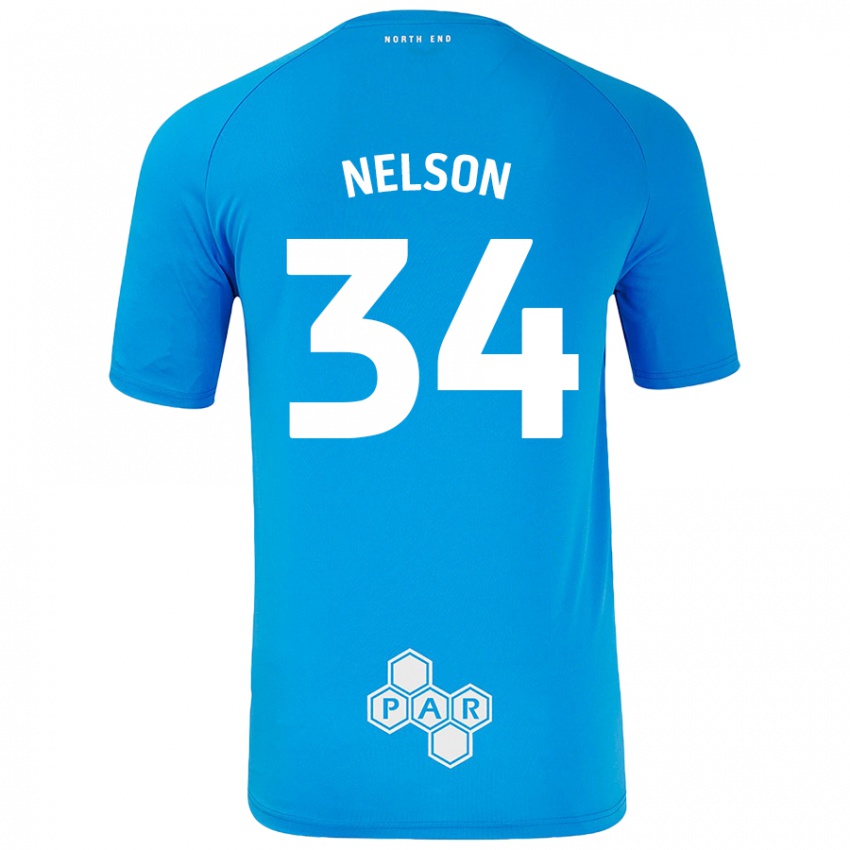 Dětské Kitt Nelson #34 Nebesky Modrá Daleko Hráčské Dresy 2024/25 Dres