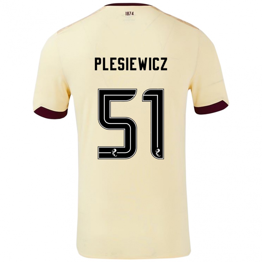 Dětské Szymon Plesiewicz #51 Burgundsko Krémová Daleko Hráčské Dresy 2024/25 Dres