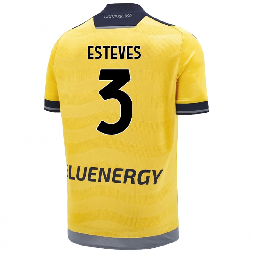 Dětské Gonçalo Esteves #3 Zlatý Daleko Hráčské Dresy 2024/25 Dres