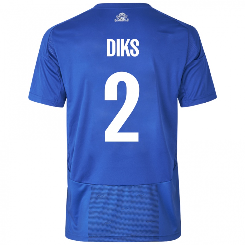 Dětské Kevin Diks #2 Bílá Modrá Daleko Hráčské Dresy 2024/25 Dres