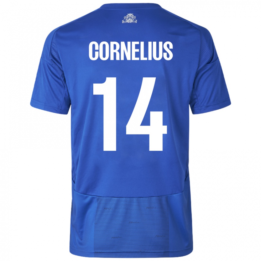 Dětské Andreas Cornelius #14 Bílá Modrá Daleko Hráčské Dresy 2024/25 Dres