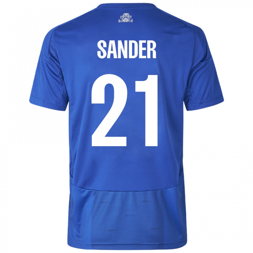 Dětské Theo Sander #21 Bílá Modrá Daleko Hráčské Dresy 2024/25 Dres