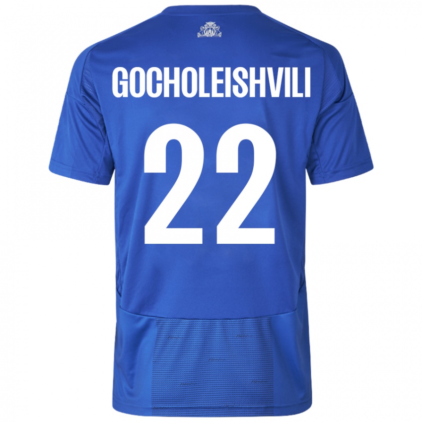 Dětské Giorgi Gocholeishvili #22 Bílá Modrá Daleko Hráčské Dresy 2024/25 Dres