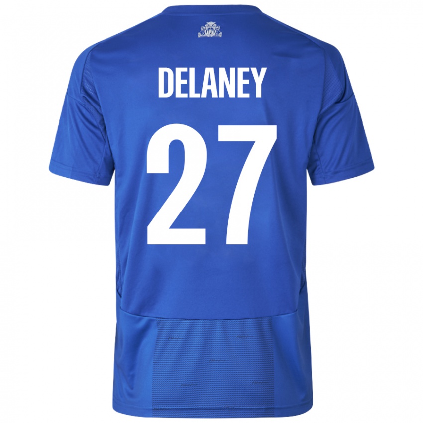 Dětské Thomas Delaney #27 Bílá Modrá Daleko Hráčské Dresy 2024/25 Dres