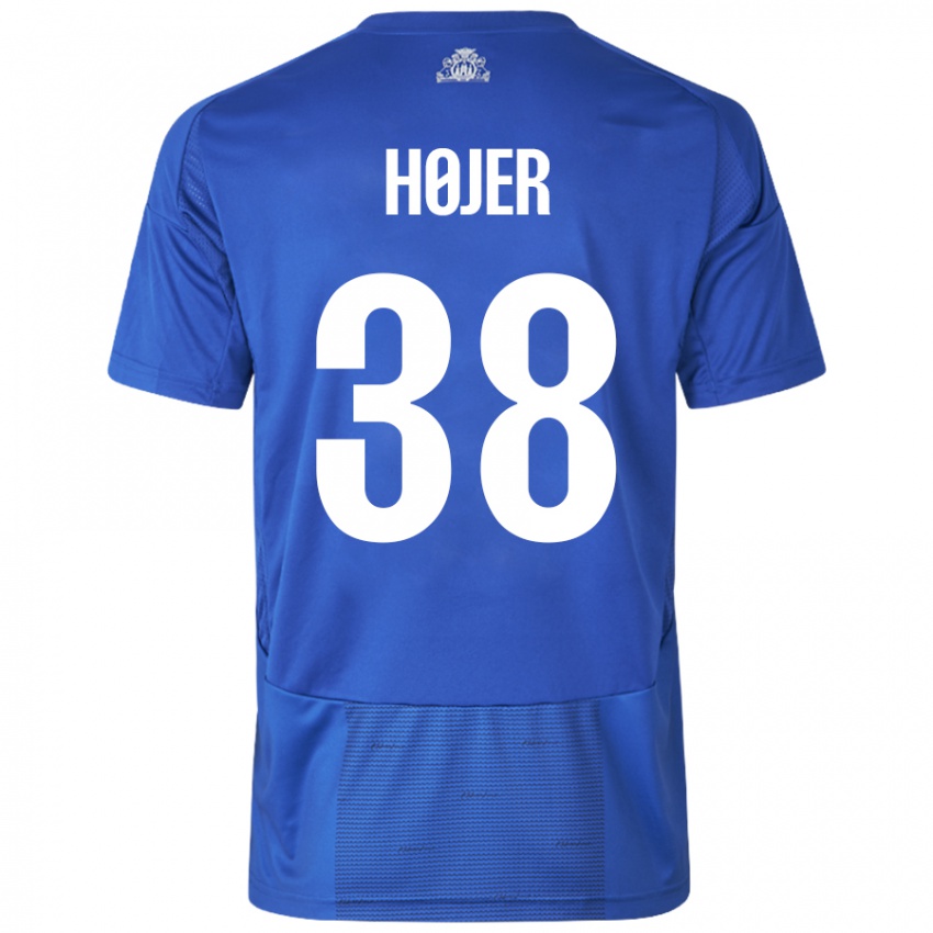 Dětské Oliver Højer #38 Bílá Modrá Daleko Hráčské Dresy 2024/25 Dres