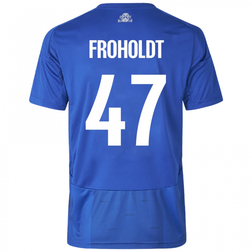 Dětské Victor Froholdt #47 Bílá Modrá Daleko Hráčské Dresy 2024/25 Dres