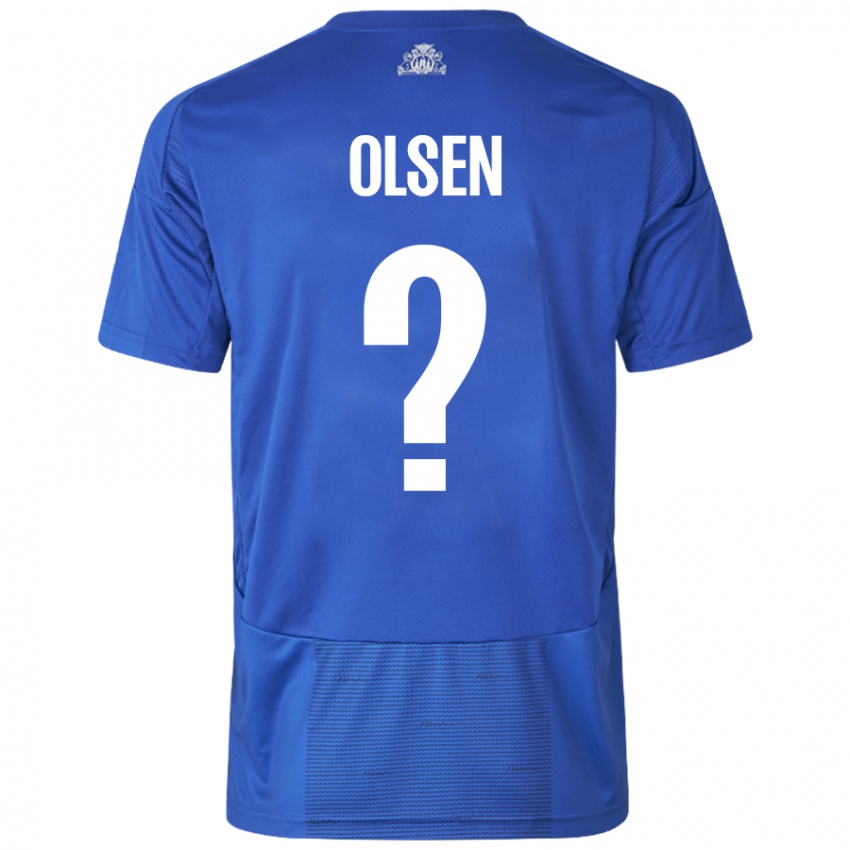 Dětské Gunnar Olsen #0 Bílá Modrá Daleko Hráčské Dresy 2024/25 Dres