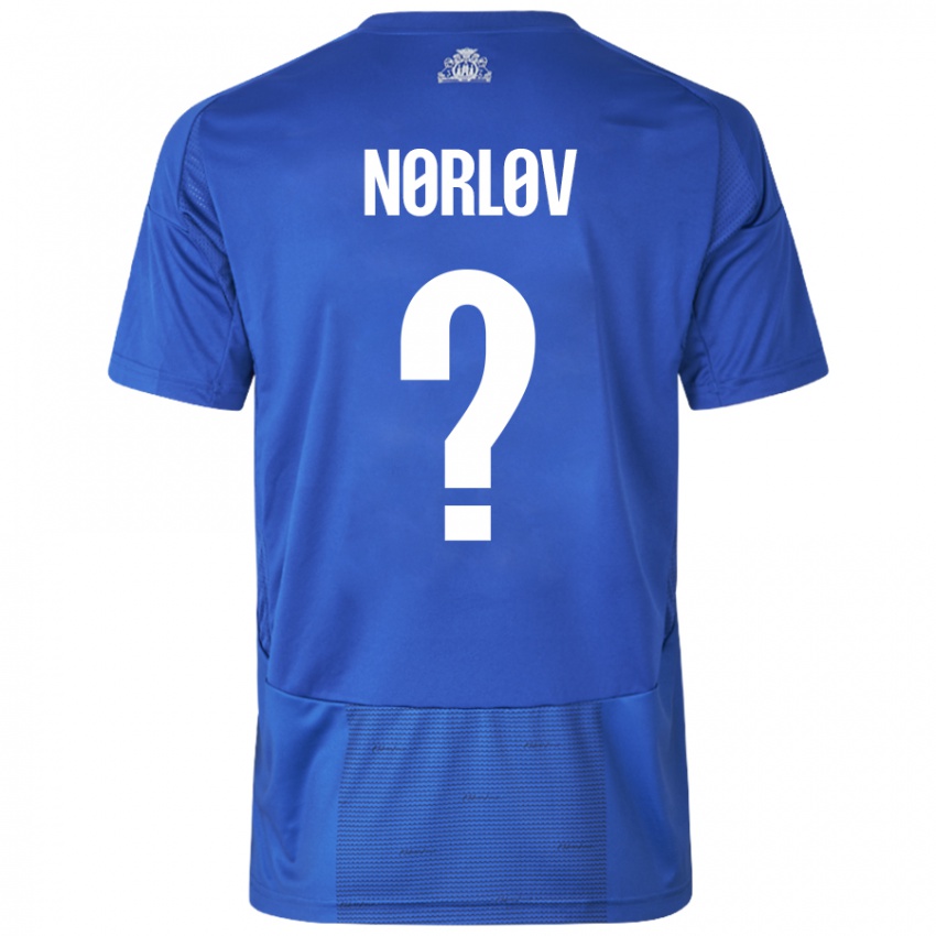 Dětské William Nørløv #0 Bílá Modrá Daleko Hráčské Dresy 2024/25 Dres