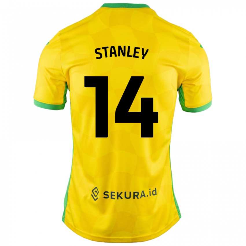 Pánské Kathryn Stanley #14 Žlutá Zelená Domů Hráčské Dresy 2024/25 Dres