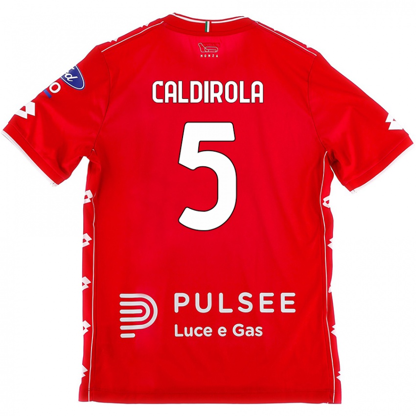 Pánské Luca Caldirola #5 Červená Bílá Domů Hráčské Dresy 2024/25 Dres